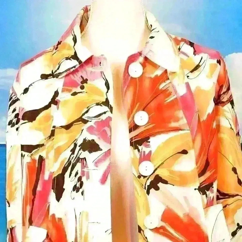 SOUTHERN LADY Womans Fabric Jacket Top MULTI COLOR Lightweight Coat Shirt size 6 - Picture 2 of 8